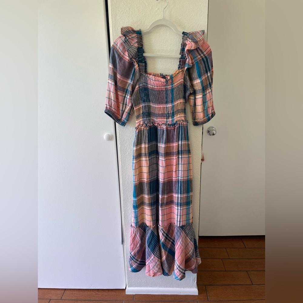 Vineyard Vines Multicolor Plaid Linen Dress